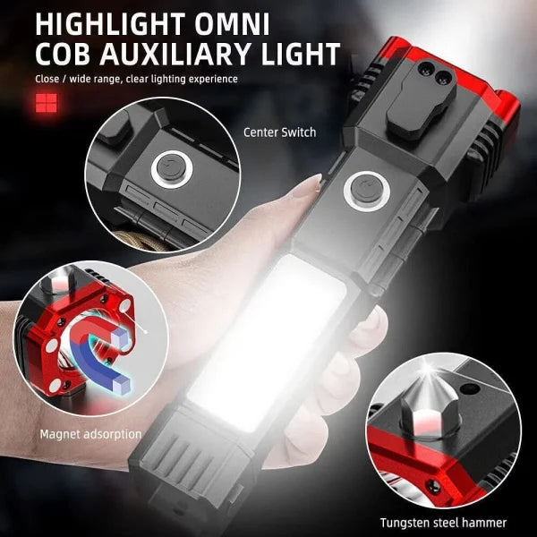 Versatile High-power Led Flashlight: Rechargeable And Multifunctional For Your Lighting Needs(1200 Mh)